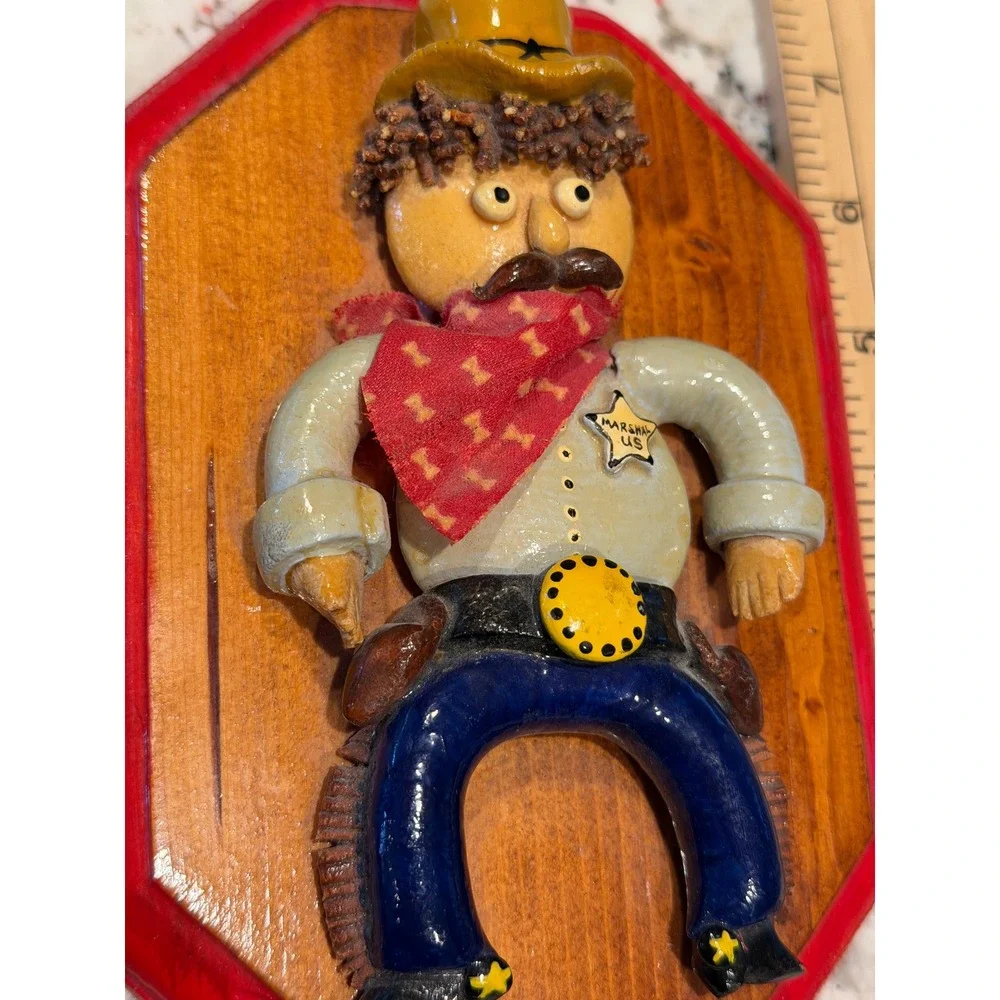 Creative‎ Dough Art Cowboy US Marshal Wall Plaque Folk Western Decor Wild West